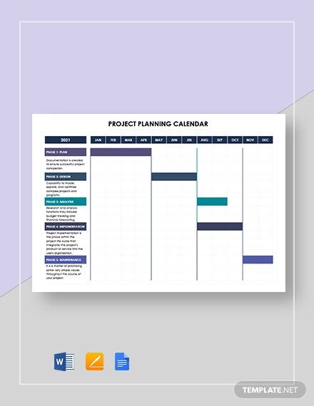 Project Calendar Template 20 Free Word Excel Pdf Format Download
