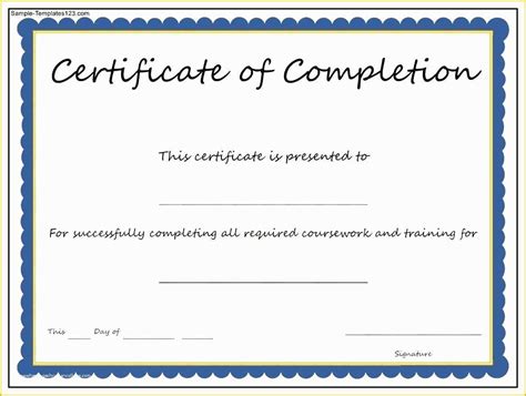 Blank Certificate Of Completion Template Zohre For Certificate Of My