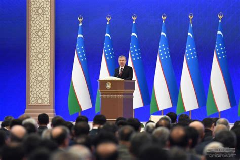 President Of The Republic Of Uzbekistan Shavkat Mirziyoyev Addressed