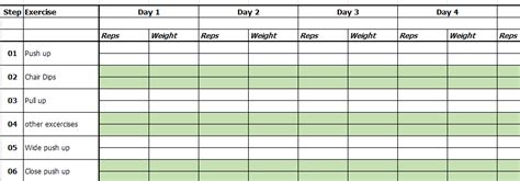 Workout Log Excel Template