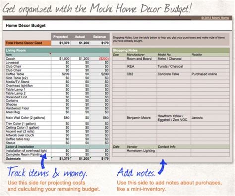 Get This Spreadsheet Home Decor Budget Mochi Home Mochi Home
