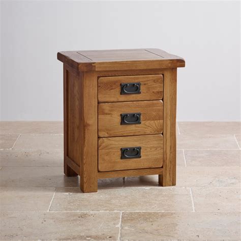 Nightstand, bedframe, and chest nightstand. Original Rustic 3 Drawer Bedside Cabinet | Oak Furniture Land
