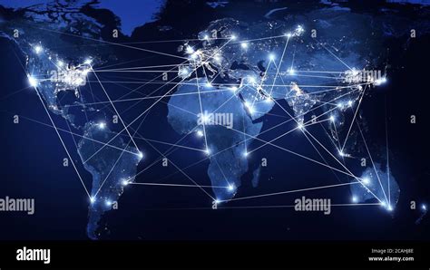 Global Networking And International Communication World Map As A