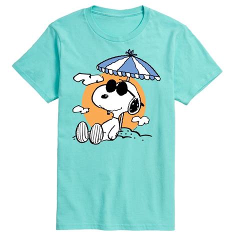 Peanuts Snoopys Beach Day Mens Short Sleeve Graphic T Shirt
