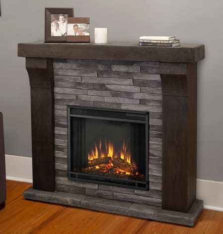Killian electric fireplace media console in huron gray. Rustic Electric Fireplaces I Portable Fireplace.com