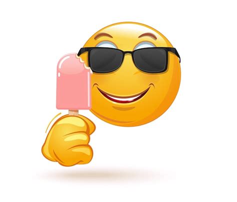 Premium Vector Emoji In Sunglasses Holding A Bitten Off Ice Cream On