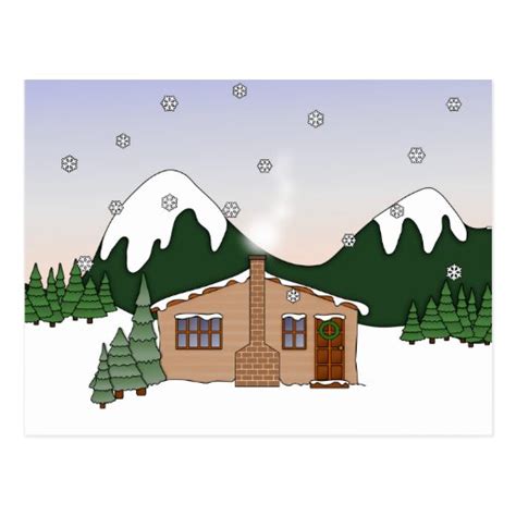 Cute Whimsical Country Cottage In Winter Scene Postcard