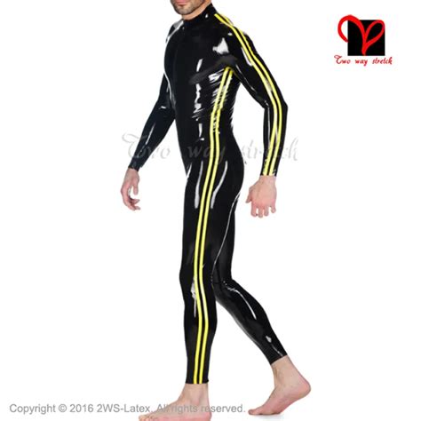 Sexy Cat Suit Long Sleeves Tims Front Zipper Zentai Rubber Jumpsuit