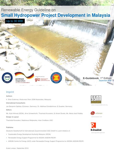 Asean Resp Re Guidelines On Small Hydropower Malaysia Sept2016 Pdf Physical Quantities