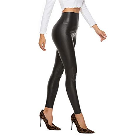 Fittoo Women S Sexy Faux Leather Pants High Waisted Pu Leggings Walking Tights Novelty