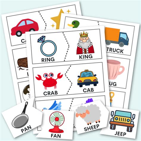 Free Printable Rhyming Word Picture Cards Printable Form Templates