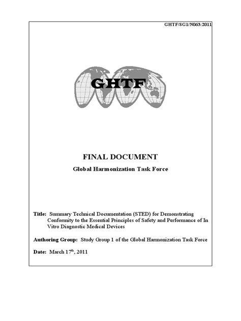 Final Document Global Harmonization Task Force Pdf Accuracy And