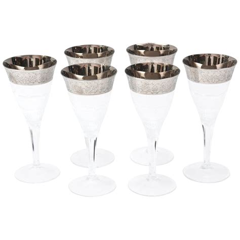 Moser Platinum Trimmed Cut Crystal Goblets Tall Set Of 6 Chairish