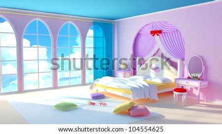 fairy tale princess room pink bedroom stock illustration