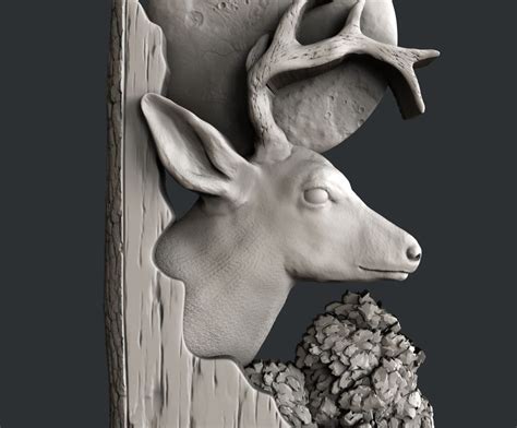 A White Deer Head Mounted To The Side Of A Wall