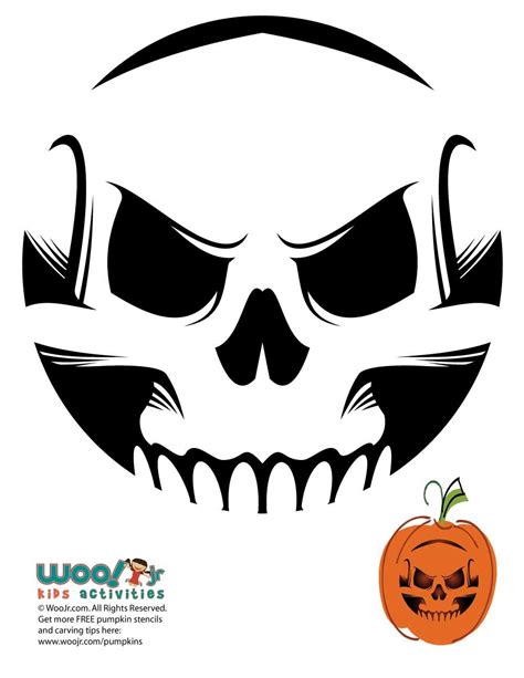 Cool Scary Skull Pumpkin Face Pumpkin Stencils Free Halloween Pumpkin