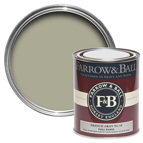 Farrow And Ball Interior And Exterior French Gray No18 Gloss Paint 750ml
