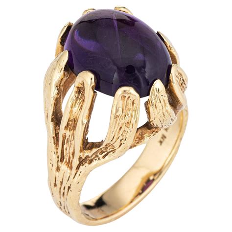 Vintage Amethyst Ring Karat Yellow Gold Round Stacking Band Estate