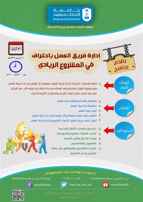 إدارة فريق العمل باحتراف في المشروع الريادي معهد ريادة الأعمال