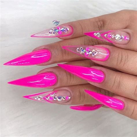 Cookiepower50 In 2020 Clear Acrylic Nails Pink Stiletto Nails
