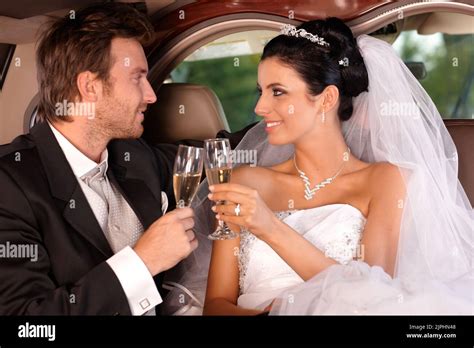 Happy Champagne Limousine Toast Bridal Couple Happies Champagner