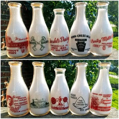 Several Rare Blair County Pennsylvania Round Painted Milk Bottles