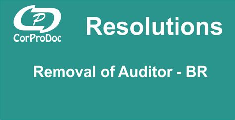 Removal Of Auditor Br Corprodoc