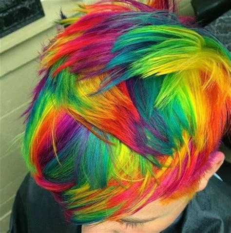 How To Short And Spunky Rainbow Hair Color Styled 6 Ways Tie Dye Hair