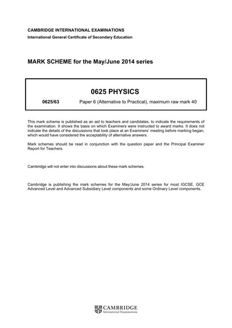 Igcse Physics Past Papers Alternative To Practical - 0625 physics - Past Papers | GCE Guide