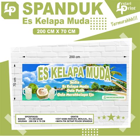 Spanduk Es Kelapa Muda 200 Cm X 70 Cm Banner Es Kelapa Muda