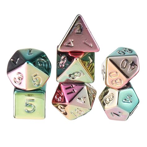 7pcs Colorful Polyhedral Dice Resin Plating Dices Set Role Playing