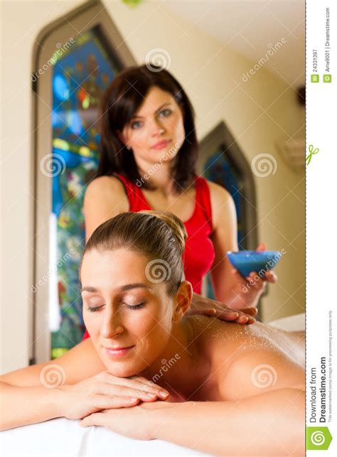 Woman Enjoying Massage In Wellness Spa Stock Image Image Of Naked