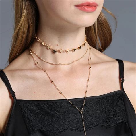 New Sex Simple Necklace Set Womens Accessories Stars Link Chain Necklaces 3pcsset In Choker