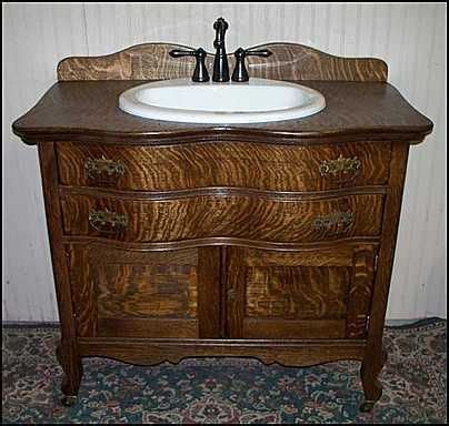 Check out our bathroom vanity selection for the very best in unique or custom, handmade pieces from our bathroom vanities shops. Photo of Front View - Antique Bathroom Vanity: Antique Oak ...