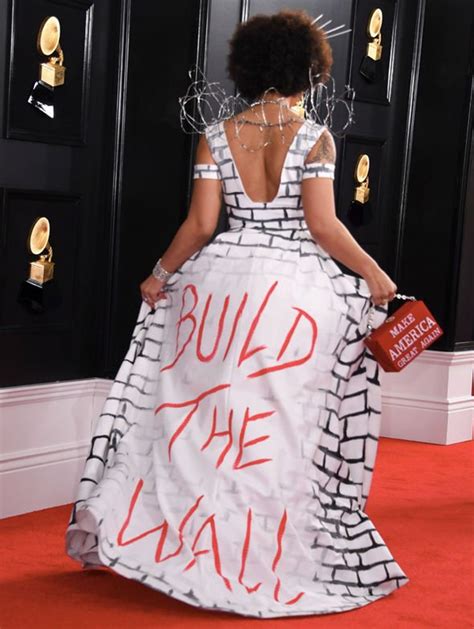 Grammys 2019 Joy Villa In Barbed Wire And Donald Trump Border Wall