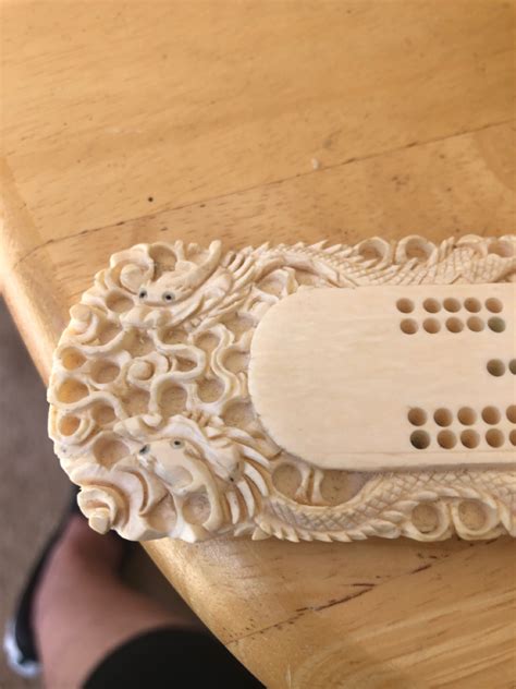 Hand Carved Ivory Cribbage Board