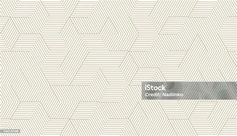 Abstract Simple Geometric Vector Seamless Pattern With Gold Line