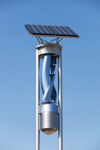 Renewable Energy Light With Solar Panel And Wind Turbine Stock Photo