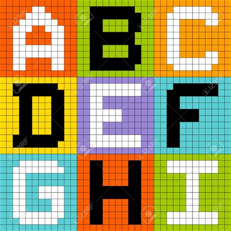 8 Bit Pixel Art Letters Abc Def Ghi Stock Vector 20238533 Kanaviçe