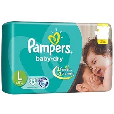 Buy Pampers Disposable Diapers Large 9 14 Kgs 5 Pcs Pouch Online At