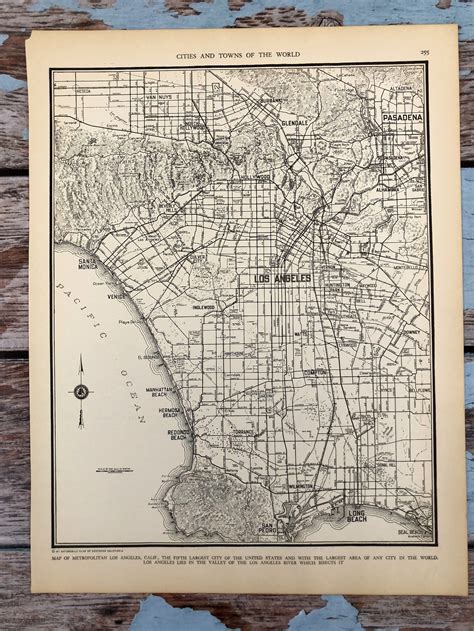 Antique Map Of Los Angeles La City Map 1937 Historical Etsy