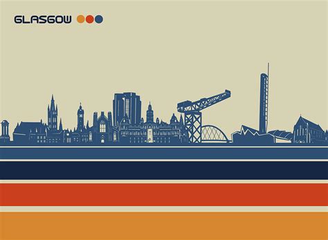 Glasgow Skyline Retro 2 Digital Art By Bekim M Pixels