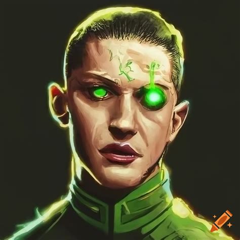 Tom Hardy As Romulan Praetor Shinzon With Glowing Green Eyes On Craiyon
