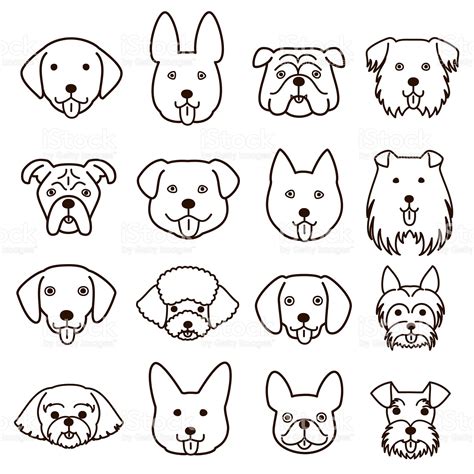 cute dogs faces line art set. | Dog line art, Dog face drawing, Dog