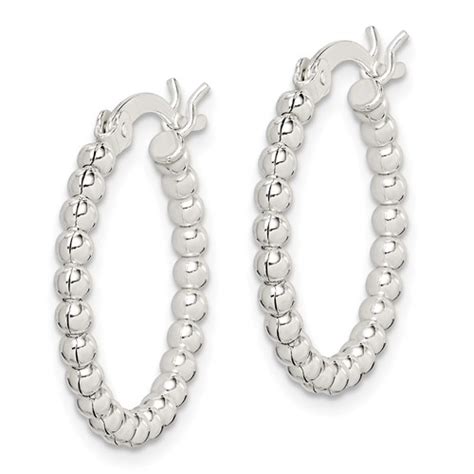Sterling Silver Polished Beaded Hoop Earrings Qe1969 Joy Jewelers