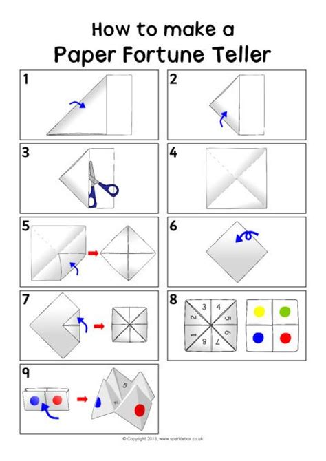 How To Make A Paper Fortune Teller Instruction Sheet Sb12405