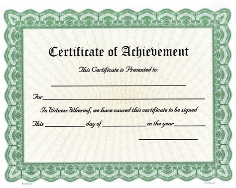 Blank Achievement Certificate Award Goes 3461 Green Border With
