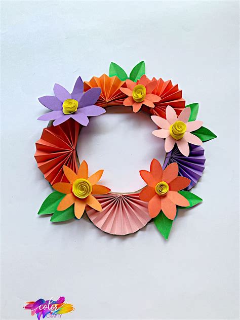 Easy Paper Flower Wreath Color Me Crafty