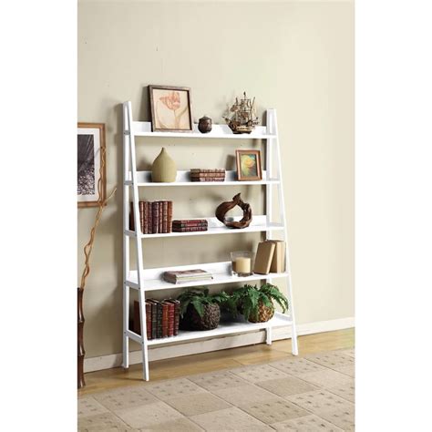 White Finished 48 Inch Wide Wooden 5 Tier A Shelf