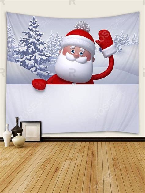Christmas Santa Claus Trees Print Tapestry Wall Hanging Art Decoration